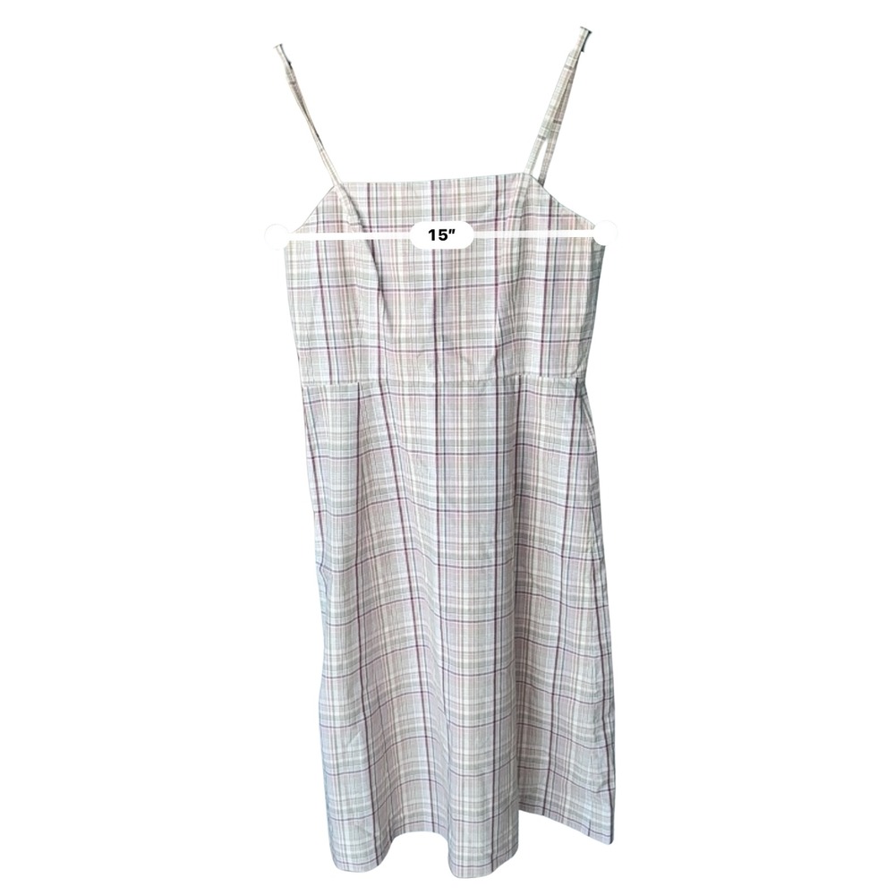J Crew Plaid Cotton Midi Sundress Womens Size 4 Pink Tan Lined Coastal Preppy - Picture 11 of 12